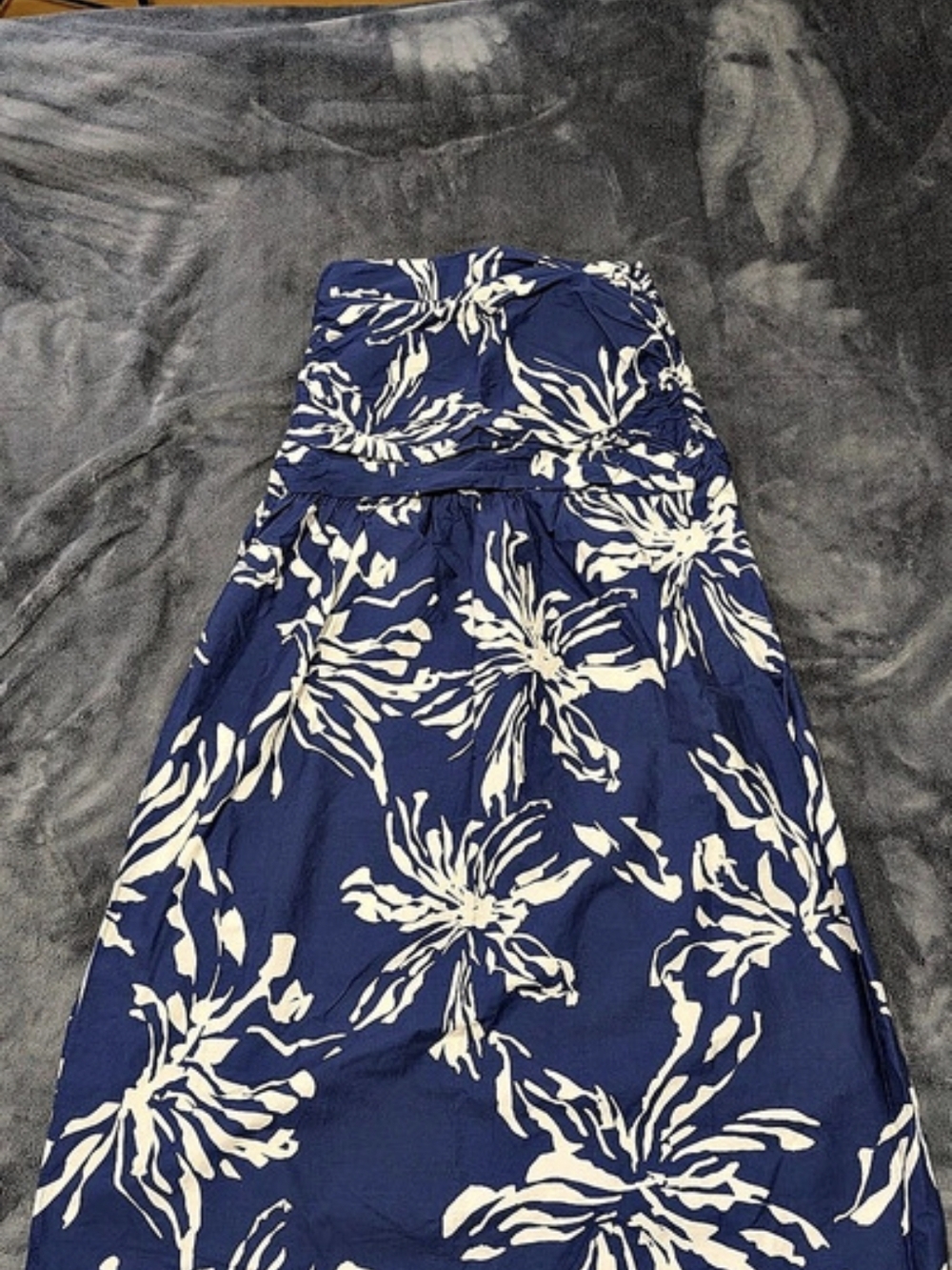 Zara Floral Maxi Dress in Blue & Cream Like New